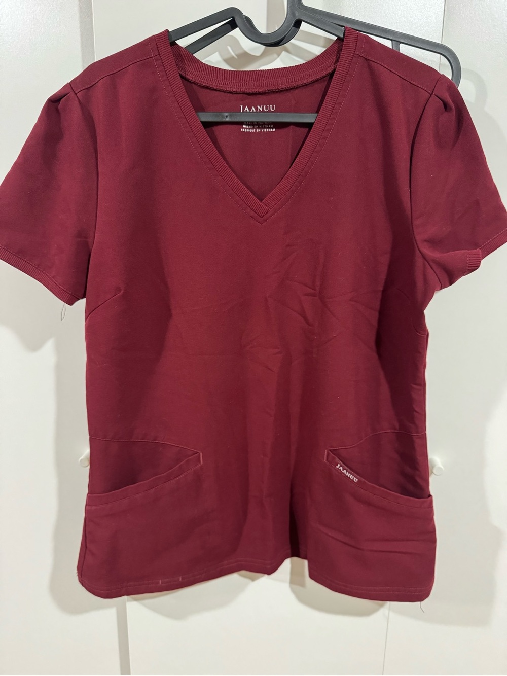 Jaanuu Women's V-Neck Scrub Top and joggers pants set in Wine ( small)